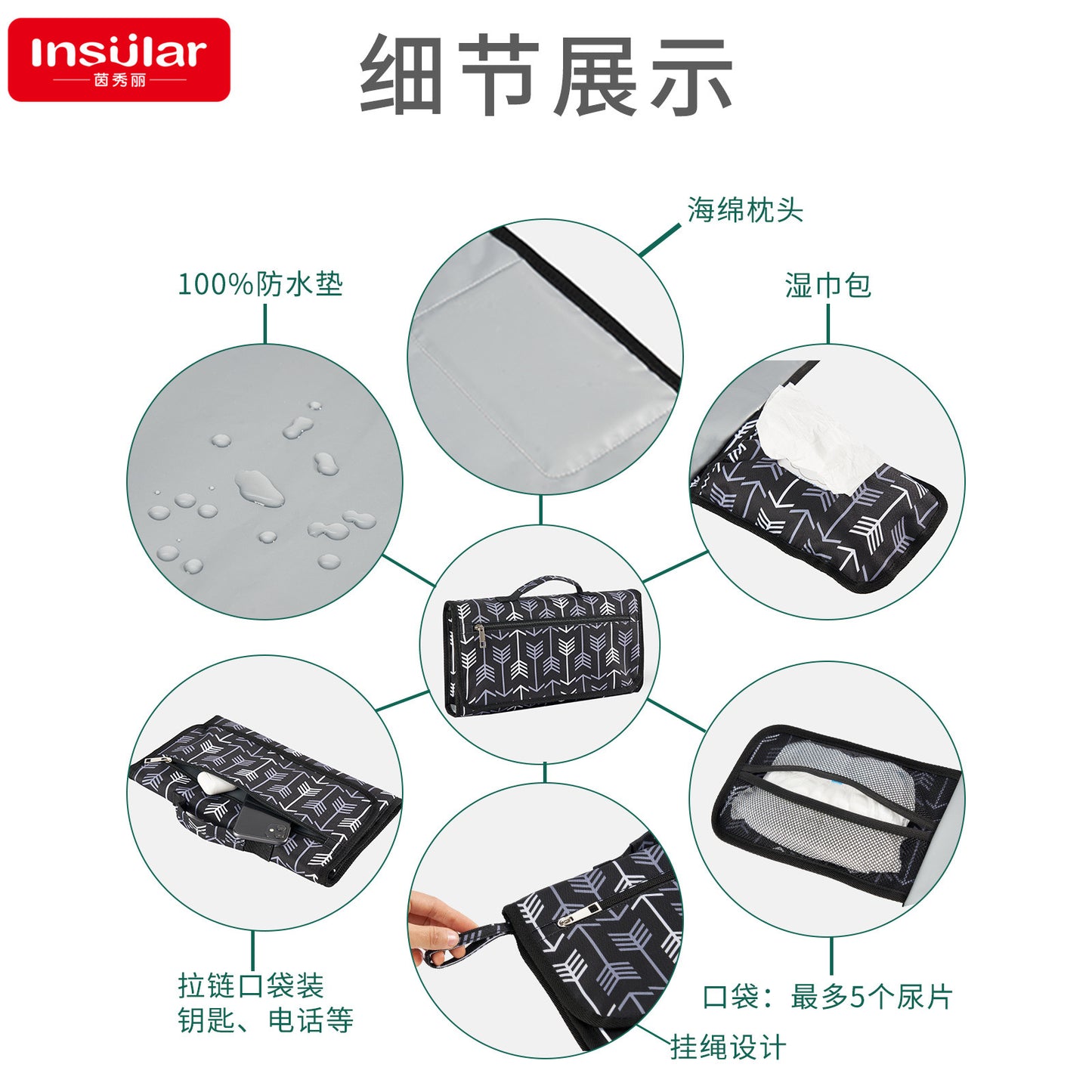 Yinxiuli Baby Outdoor Foldable Diaper Changing Mat Baby Travel Portable Diaper Pad Baby Diaper Pad