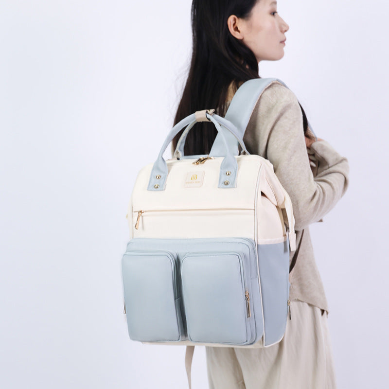 New large size mommy bag with upper and lower layers, multifunctional fashionable mother and baby bag, dry and wet separation, large opening mommy bag