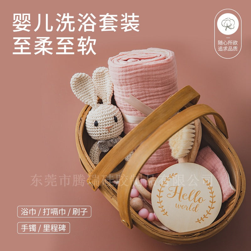 Cross-border baby bath toy set, baby chewable educational comfort toys, newborn gift box